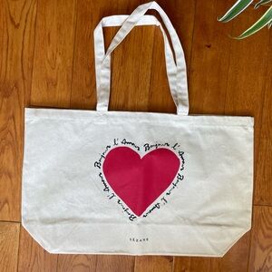 Sezane Cream Tote with Red Heart